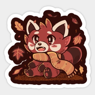 Fallen Leaves Red Panda Sticker